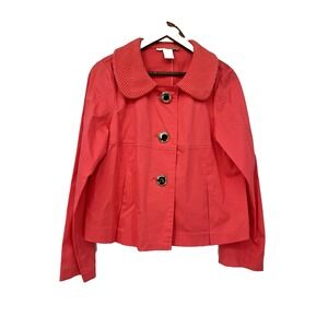 Vintage Inspired Red Cropped Coat Jacket Peter Pan Collar Big Buttons Mod Preppy